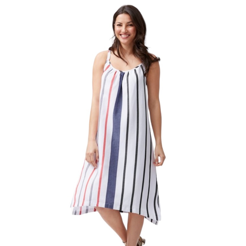 Tommy Bahama Amalia Stripe Midi Linen Blend Sundress